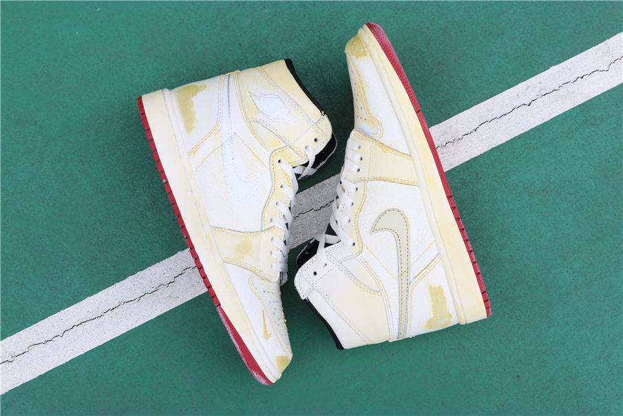 Air Jordan Nigel Sylvester x Air Jordan 1 Retro High White Yellow Red - Click Image to Close